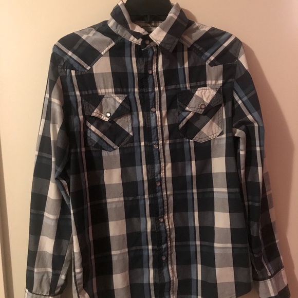 💙Ditch Plains Snap Front Short,size Small Plaid - Picture 1 of 6